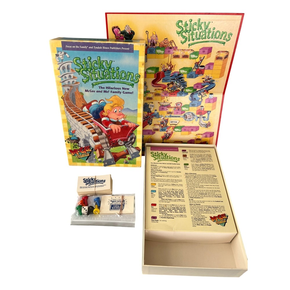 McGee and Me Sticky Situations Board Game Vintage 1991 Tyndale Focus on Family